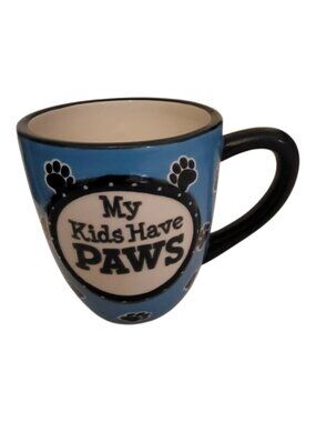 My Kids Have Paws Coffee Mug Blue Black Dog Lover Pet Mom Mug Cute Animal Lover